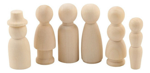 Yiyi 55pcs Madeira Peg Dolls Sem Pintado Crianças Presentes
