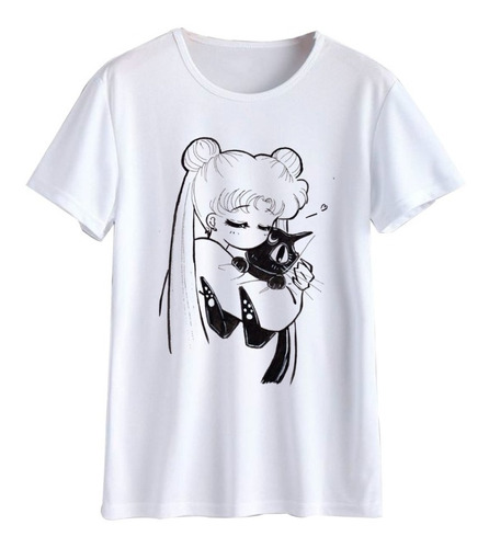 Remera Sailor Moon Luna Cute Spun Adulto/niño Unisex