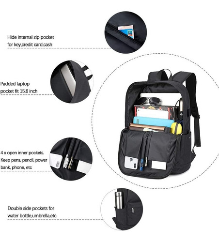 Mochila Urbana Lacattura Para Computadora Liviana Negra