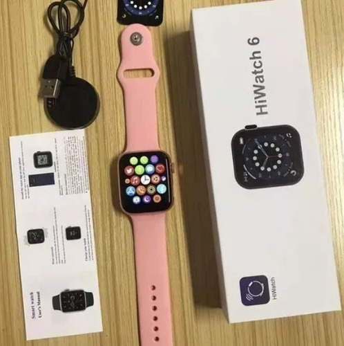 Imagen 4 de 7 de Reloj Smartwatch T500 Serie 6 44mm Negro/rosado/blanco