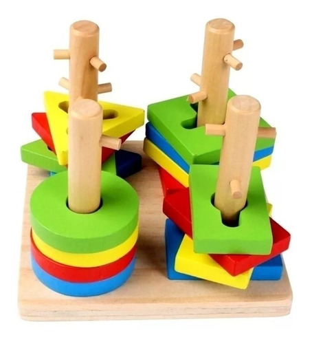 Juego De Encastre Madera Didactico Formas Geometricas Niños