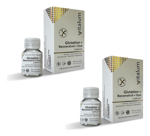 Pack 2 Glutation Resveratrol Q10 Complex Vitalum Hgl 30 Caps