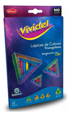 36 Lapices Colores Triangulares Vinci Vividel 4mm