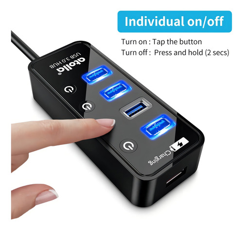 Atolla Hub 4 Puertos Usb 3.0 + 1 Puerto De Carga Rapida