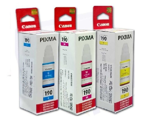 3 Botellas Tinta Color Canon Gi 190  G1100g2100 G3100 G4100