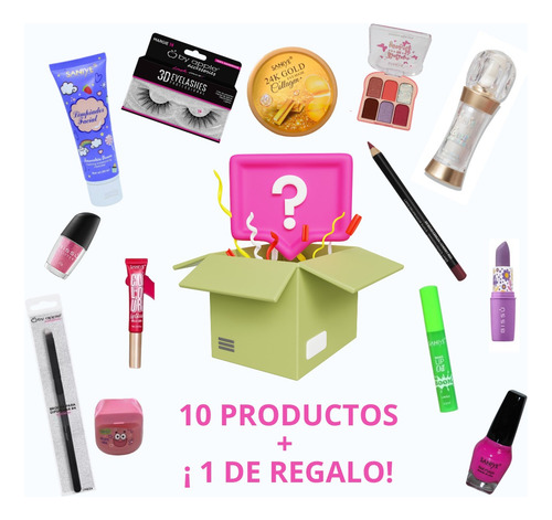 Mystery Box/caja Misteriosa Sorpresa De Maquillaje 10pzas