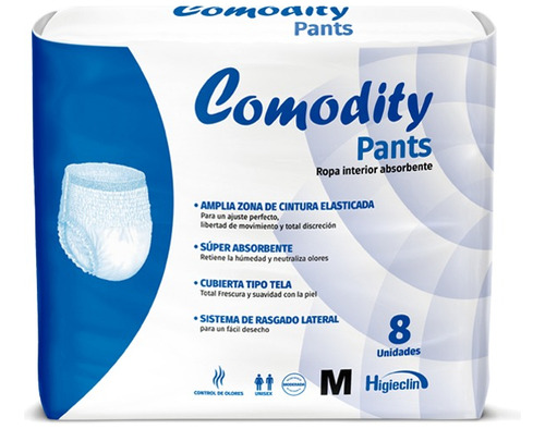 Comodity Pañal Tipo Calzon Talla M - 8uds Talle Mediano
