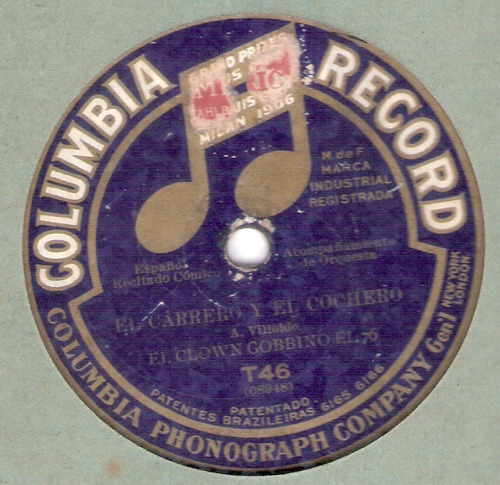 El Clown Gobbino El 76:el Carrero Y El Coch /78 Rpm Columbia