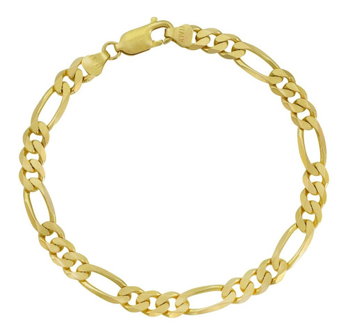 Pulsera Figaro Estilo 3x1 Oro 10k Italiano 21cm 5.5mm 