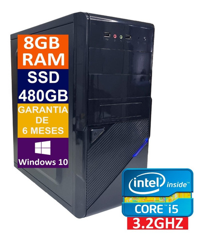 Imagem 1 de 5 de Pc Computador Cpu Intel Core I5 + Ssd 480gb, 8gb Memória Ram