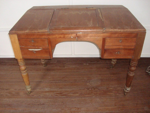 Antiguo Escritorio De Ferrocarril Cedro. Mueble Oficina Corr