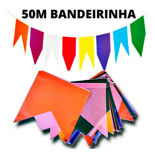 Imagem 1 de 4 de 50 Metros Bandeirinha Plástico Festa Junina Bandeirola Promo