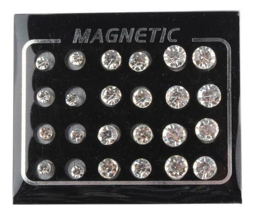 12 pares de brincos requintados com clipe de cristal magnético