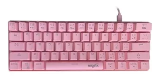 Teclado gamer Nisuta NSKBGZ61 QWERTY español España color rosa con luz RGB