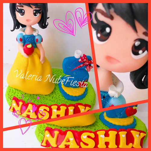 Cake Topper Blanca Nieves Princesa Vela Pasta Francesa