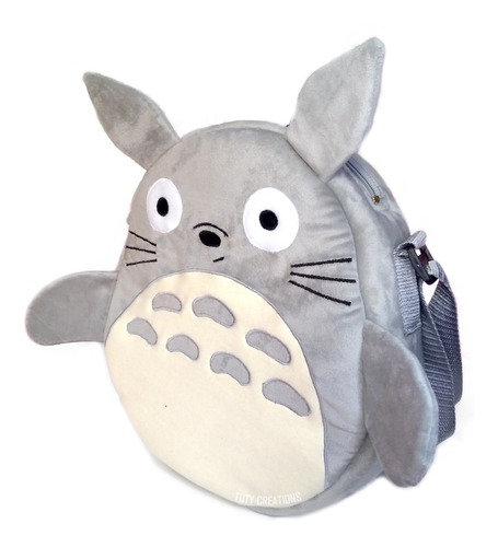 Bolsa Totoro De Peluche, Bordada Amplia 30cm Kawaii