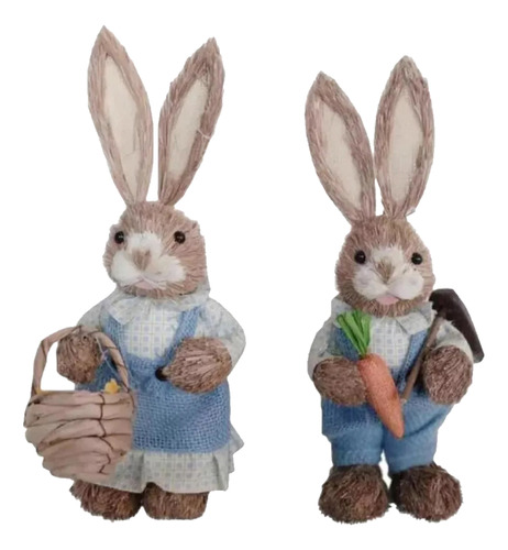 1 Par De Figuras De Conejo De Pascua Con Decoración De Conej