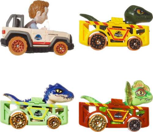 Hot Wheels Racerverse Set De 4 Autos Jurassic World Original