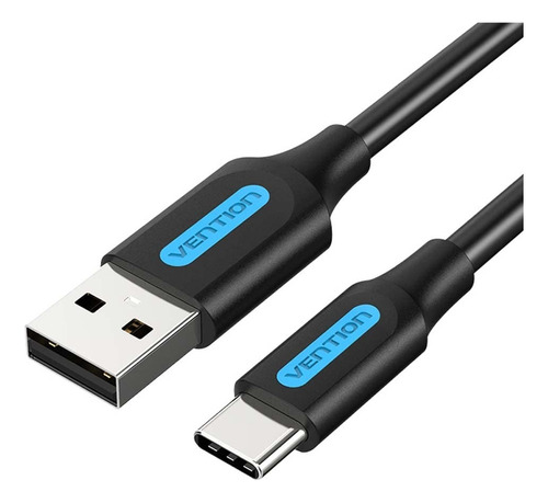 Cable de PVC USB-C a USB 2.0 3 A con Vention Combi de 3 m, color negro