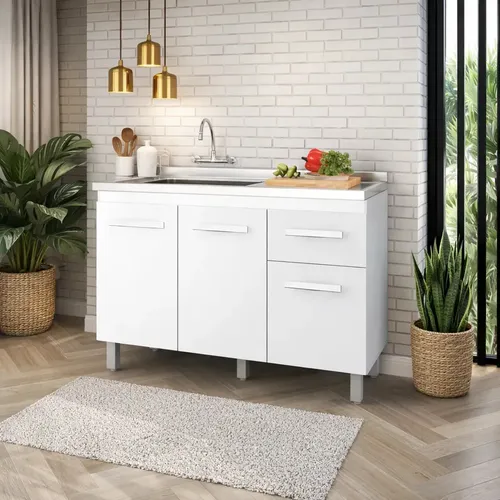 Balcão Moblis Cozinha Pia Anita Cor Branco 3 Portas 1 Gaveta Sem Tampo Compacto Moderno — R$ 331,00 em Mercado Livre, 39% OFF