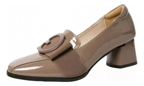 Zapatos Gruesos De Tacón Bajo Con Punta Cerrada Para Mujer,