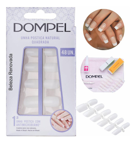 Kit Manicure 48 Tips Para Alongamento Unhas Natural Quadrada