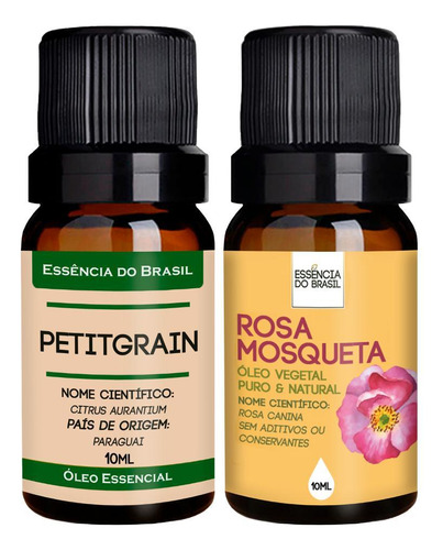 Kit Óleo Essencial Petitgrain + Óleo Vegetal R Mosqueta 10ml