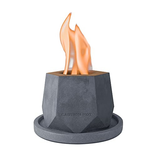 Fire Pit Hexagonal Grande Con Base Gris - Chimenea Etanol