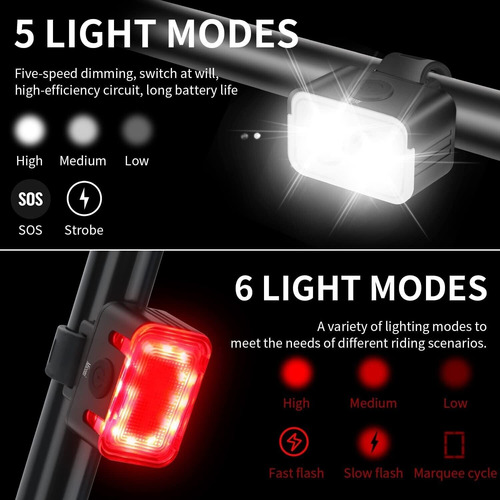 Luces Led Delanteras Y Trasera De Bicicleta Recargables Ip65