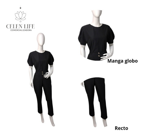 Uniforme Quirúrgico Manga Globo Negro Lisa M