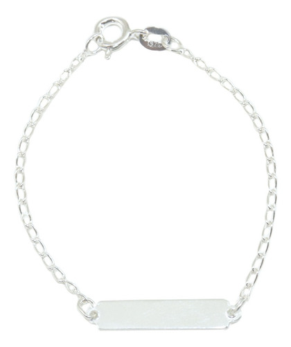 Pulseira Criança Infantil Prata 925 15,5 Cm C/ Chapa 5x22 Mm