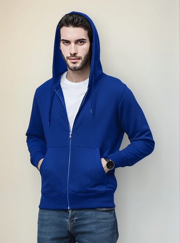 Poleron Canguro Hombre Para Estampar - Unisex Con Cierre
