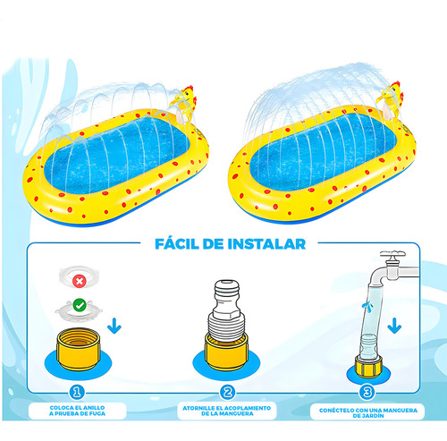 Alberca Inflable Con Aspersores Figura Dinosaurio 170x103cm