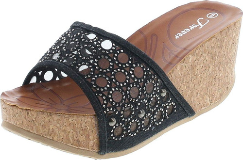 Forever Womens Cork Wedge Open Toe Rhinest B00jui6gre_190324