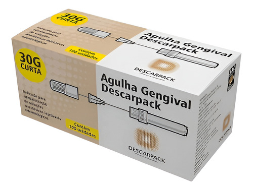 Agulha Gengival 25 X 0,30mm 30g Kit 5 Cx C/100un Descarpack