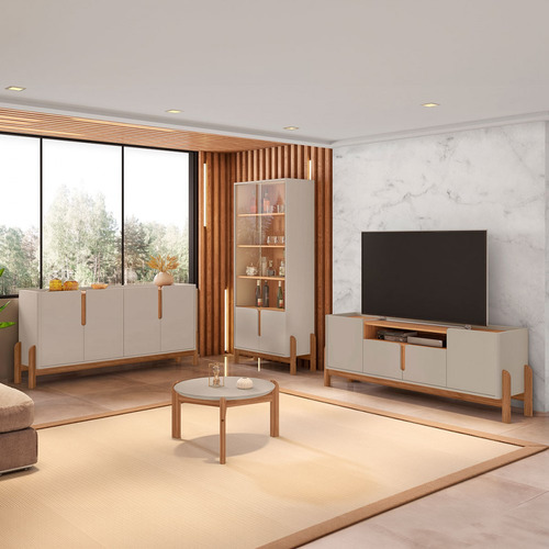 Sala De Estar Completa Para Tv Até 60 Polegadas Home 12 Cor Bege