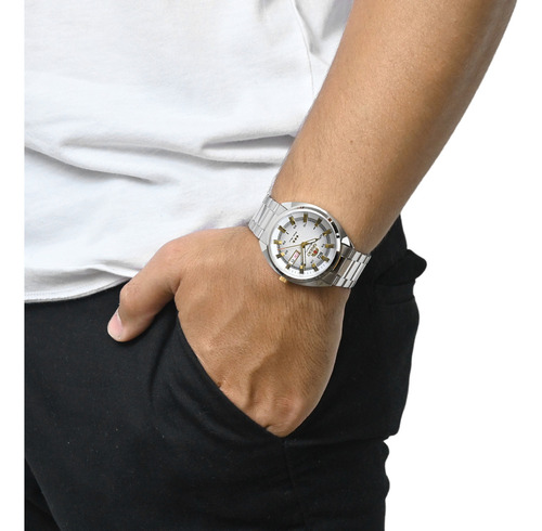 Relógio Orient Masculino Automático Prata Social Nh3ss006 Correia Prateado Bisel Prateado Fundo Prateado