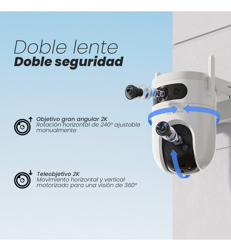 Ezviz Kit De Videovigilancia Cronos Cámara Cs-h9c-plus-256 + Micro Sd 256gb Pt Doble Lente 10 Mp H9c Detección Humana Y Vehículo Visión Nocturna A Color Sirena Y Luz Estroboscópica Audio Bidireccional