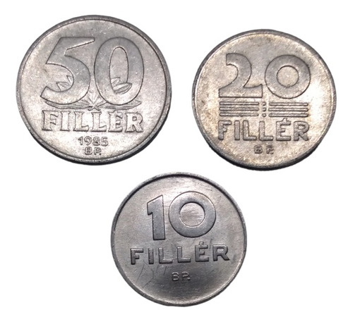 Monedas De Hungría 50,20 Y 10 Filler  3 Piezas De Aluminio 