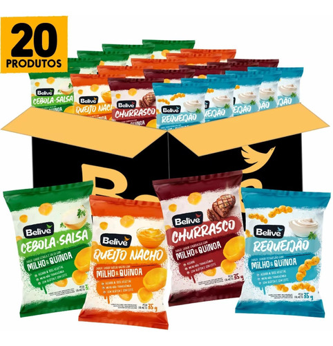 Snacks De Milho Belive 4 Sabores 35g (20 Pacotes) Combo