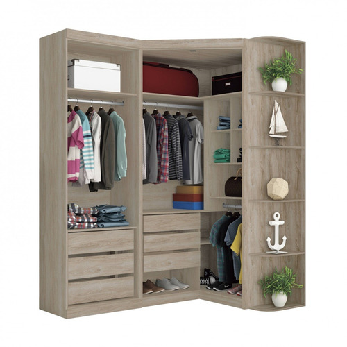 Guarda Roupa Casal Com Espelho 4 Portas Prateleiras Ba
