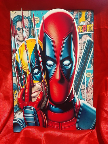 Cuadros De Madera Grandes 3d Deadpool Vs Wolverine