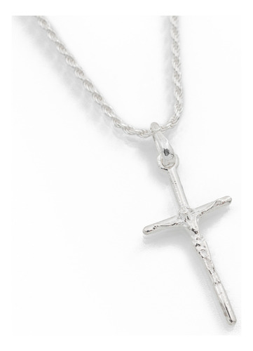 Collar Cadena Dije Cruz Latina Cristo Unisex 50cm Plata 925 Plateado