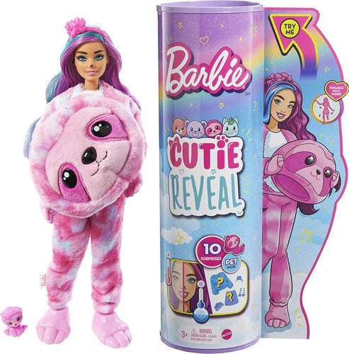 Barbie Cutie Reveal Muñeca Disfraz Perezoso 10 Sorpresas