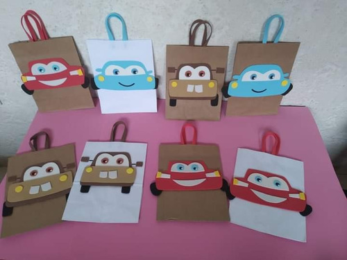 Bolsitas Papel Kraf Cars Rayo Mcqueen Dulceros X 10 Unidades