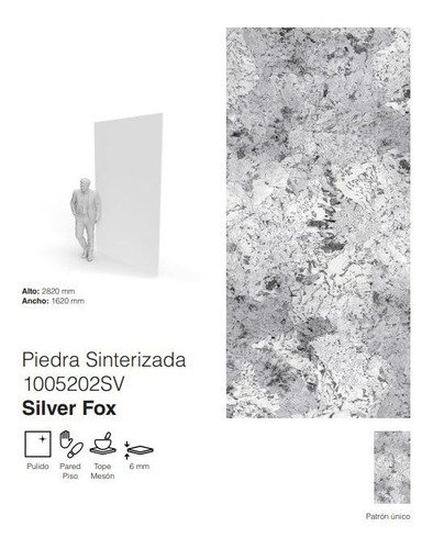 Piedra Sinterizada, Overland, Pulido Silver Fox 