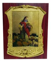 Comprar Retrato Cuadro Religioso Pergamino Flores 24cm Jesus Cordero