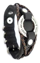 Comprar Lost Tribe Designs Brazalete Cristiano De Cuero Negro Con Cr