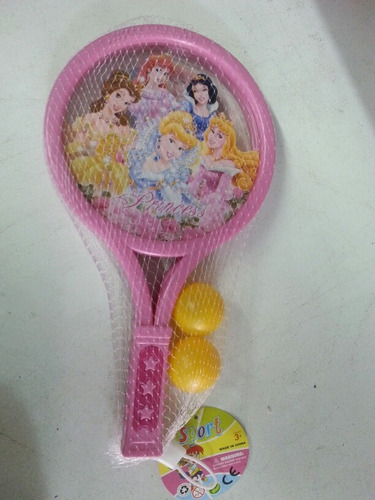 Raqueta Princesas Disney Juguete D Niña Plastico Con Pelotas