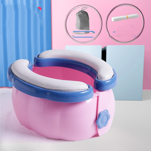 Cojín Rosa Portátil Y Plegable Para Baño Infantil